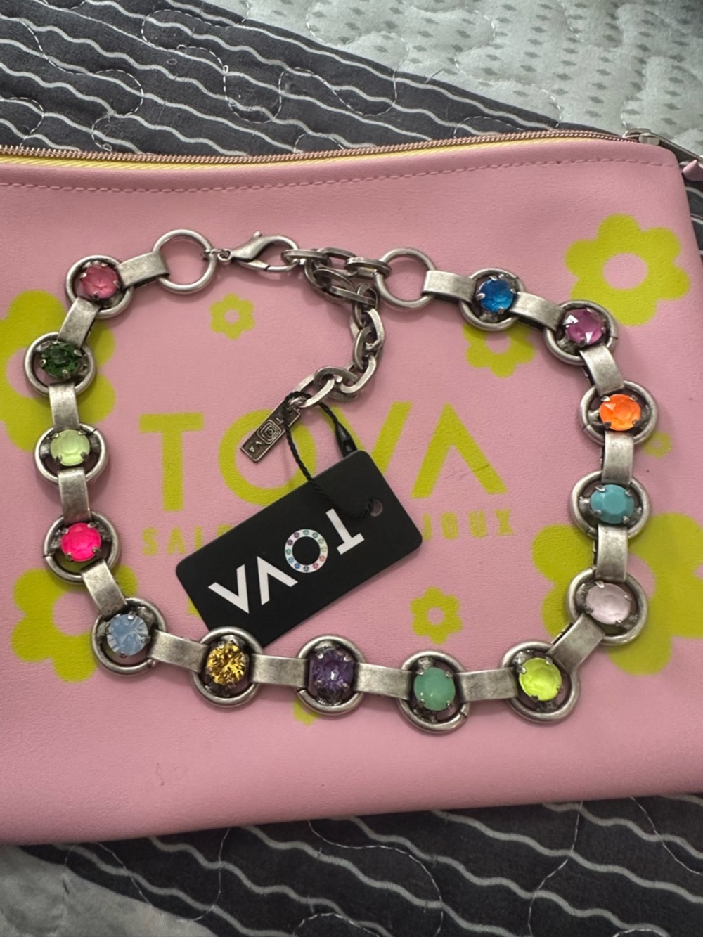 TOYA Multicolor Crystal Link Necklace